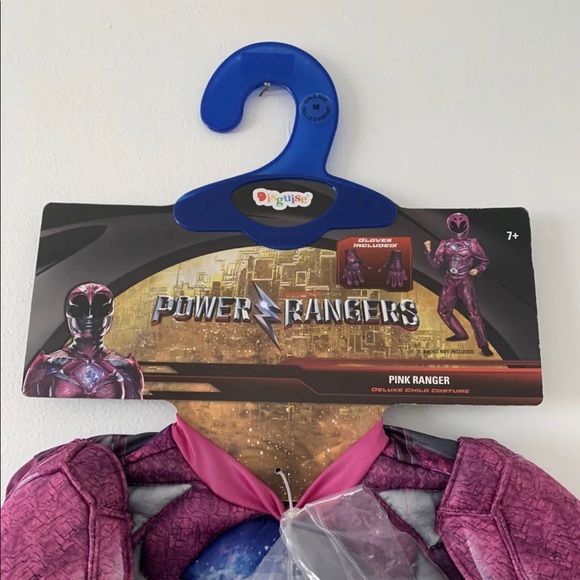 Pink Ranger Deluxe Child Costume Power Rangers Mask Gloves Girls Medium 7-8 New - Picture 8 of 11